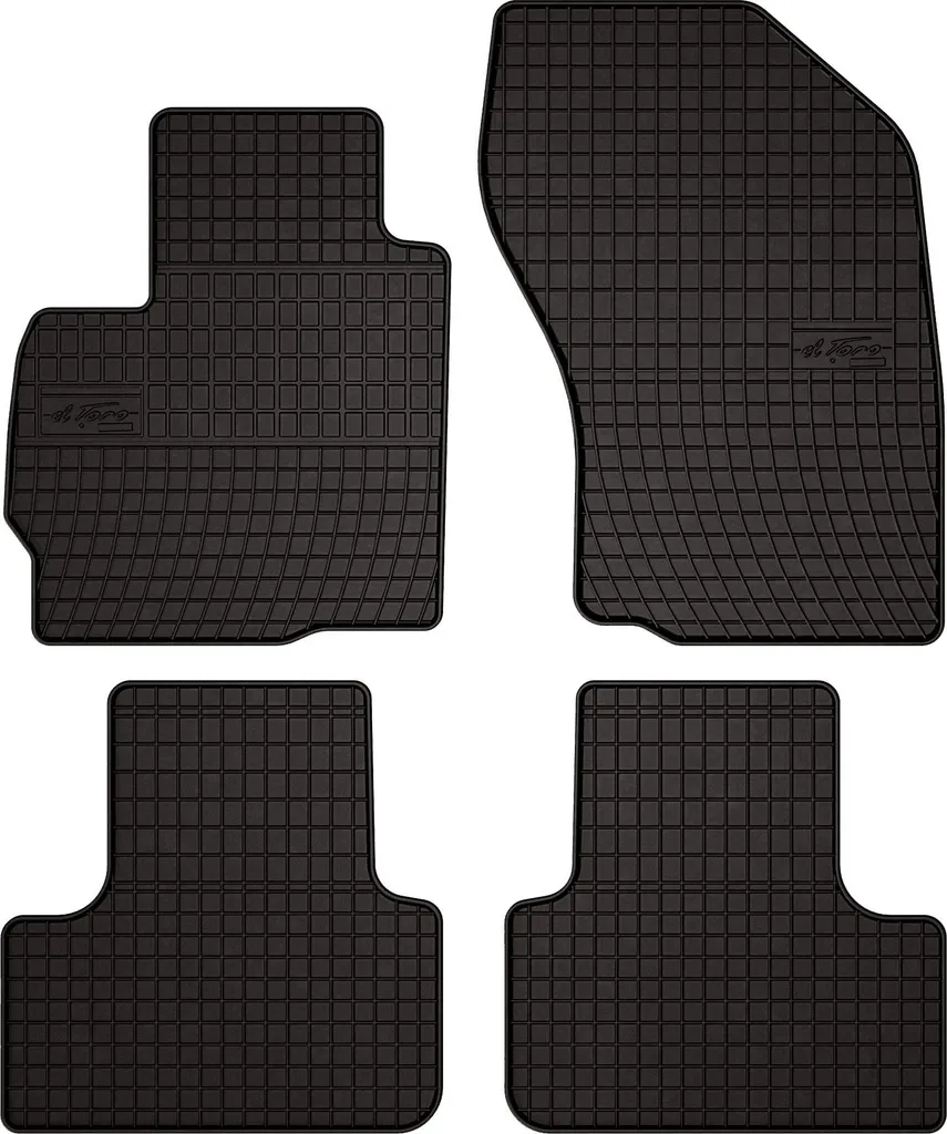 Tappetini auto in gomma adatto per Citroen C4 Aircross (2012-2017, crossover) neri, set 4 pz, con fissaggi