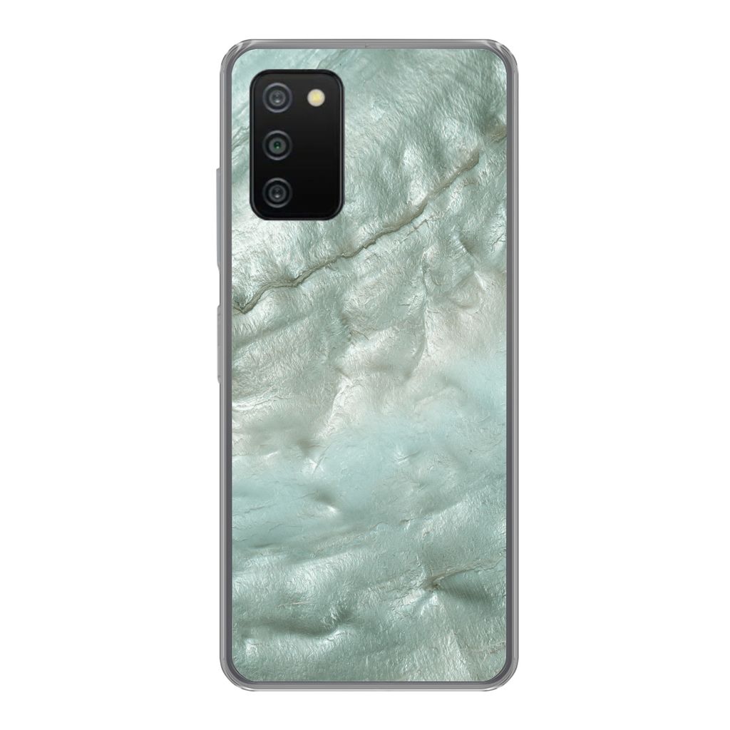 MuchoWow Handyhülle Schutzhülle Hülle für Samsung Galaxy A03s Natursteine - Grün - Perlmutt Silikon Softcase Handy Hülle - Schutz