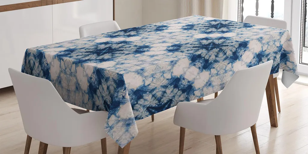 Tovaglia Etnica ABAKUHAUS Tie Dye Blu Grigio 140x200 cm - Alta Qualità