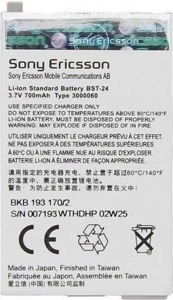 Originální baterie Sony Ericsson BST-24 pro T200 T202 T 200 Obrázek produktu 