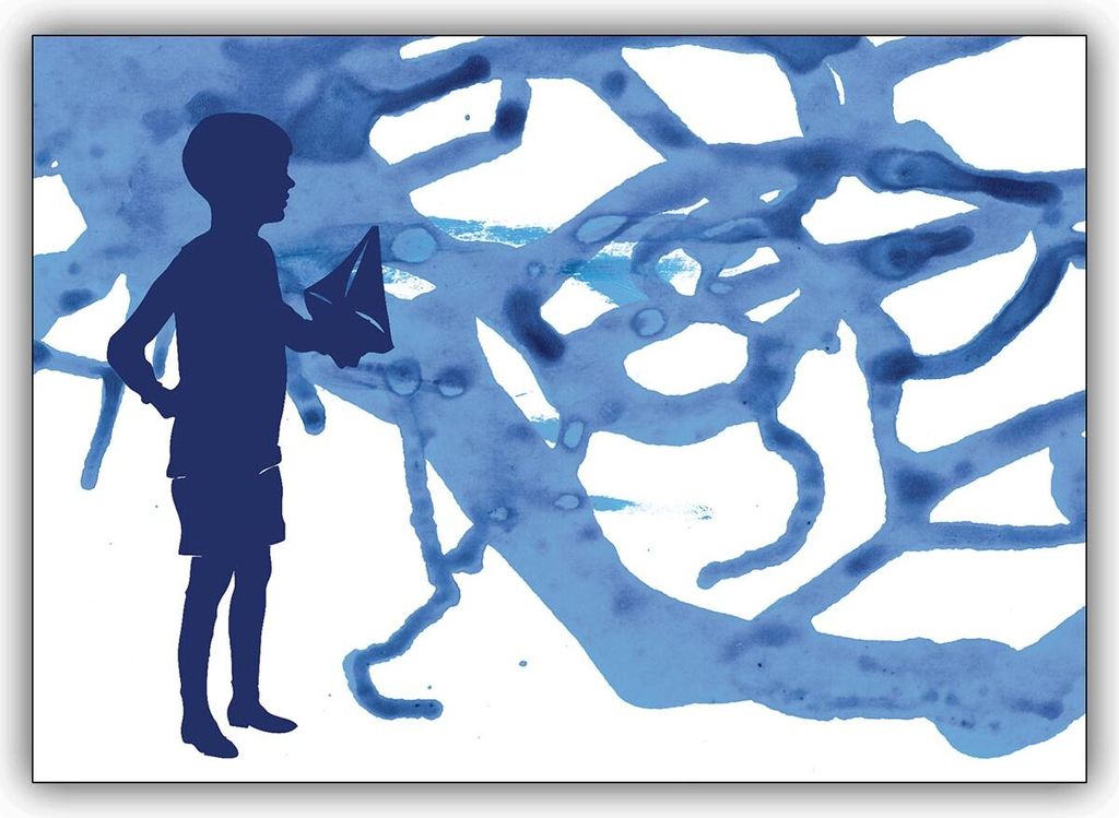 5x Gruss Klappkarte Nicht nur für Kinder mit kleinem Scherenschnitt Jungen am Wannsee