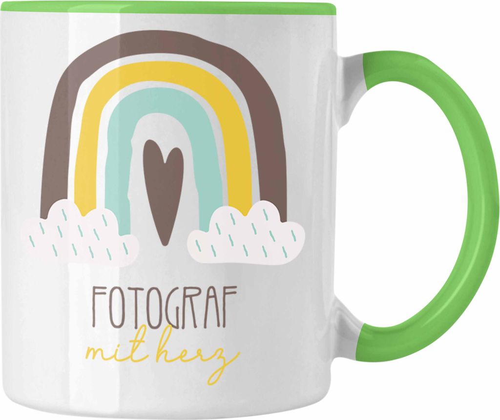 Trendation - Fotograf Tasse Geschenk Danke Kaffeetassse Geschenkidee für Fotograf mit Herz Spruch (Grün)
