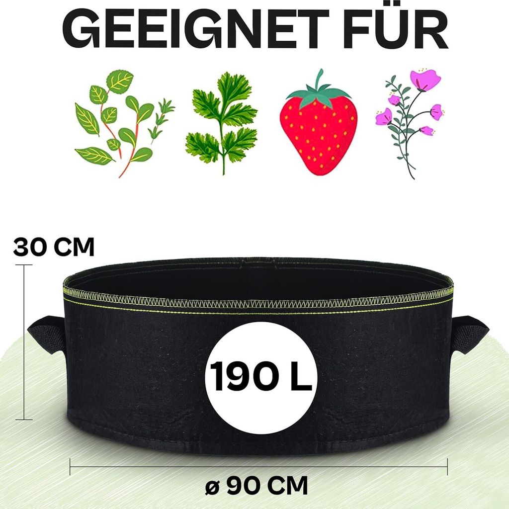 Hochbeet Pflanzsack 190L aus Vliesstoff mit Schilder zum Produktbild 