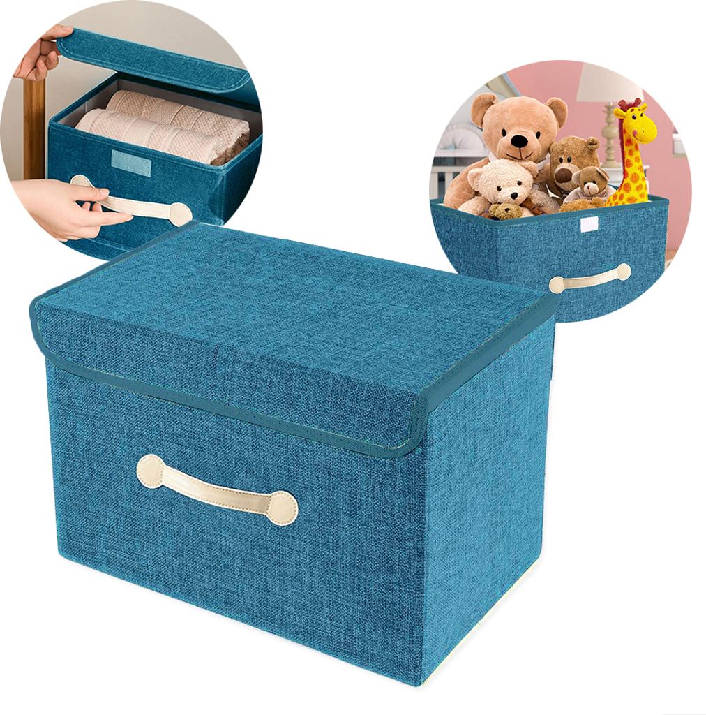 1x Aufbewahrungsbox mit Deckel Aufbewahrungstasche, Stoff Aufbewahrung Boxen für Bettdecken Kleidung Unterbett Kleiderschrank Organizer, 38x25x25cm