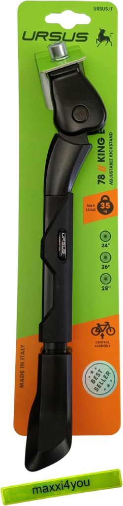 Fahrrad Seitenständer Ursus "King Evo" - Schwarz inkl. maxxi4you Reflexband