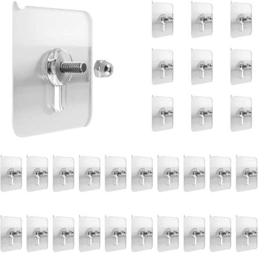 Fixer sans Percer : Crochets Adhésifs Transparents pour Murs Fragiles x30