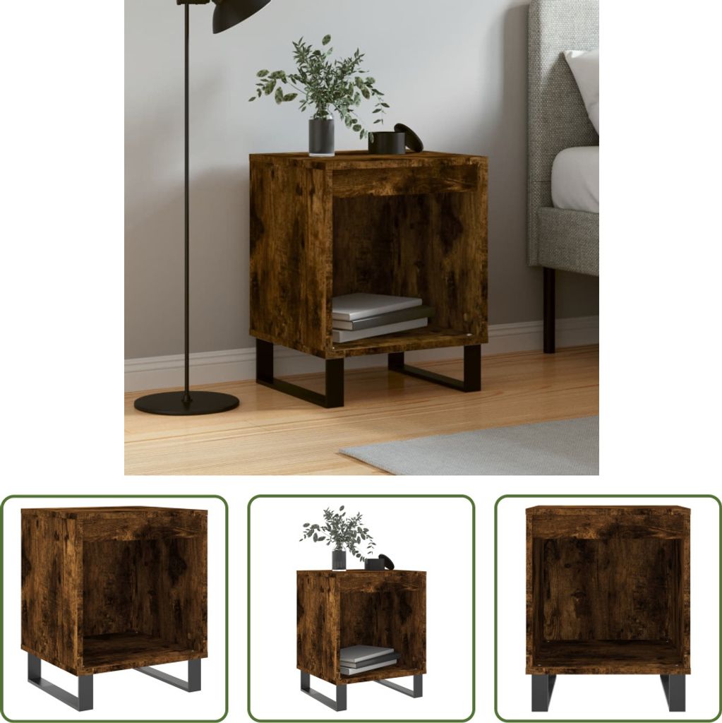 The Living Store Nachttisch Räuchereiche 40x35x50 cm Holzwerkstoff