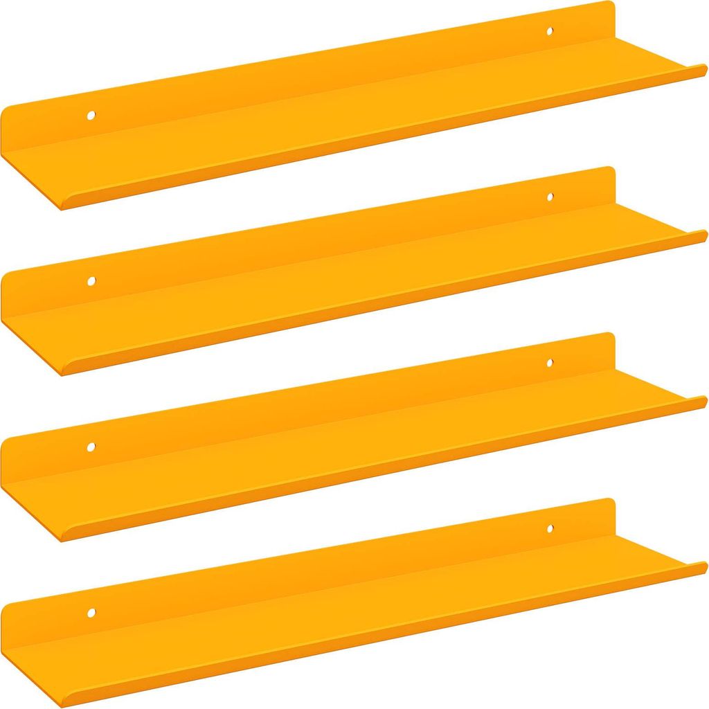 vidaXL Schwebendes Regal 4 pcs Senfgelb 40 x 8,5 x 2,5 cm Stahl