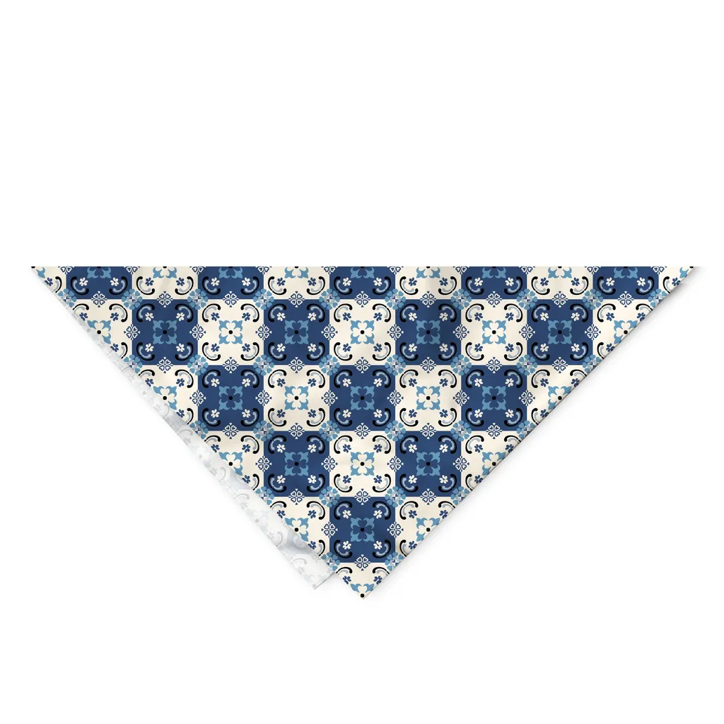 Accessorio Pet Chic: Bandana 55x55 cm Patchwork Blu Cielo e Avorio - 2