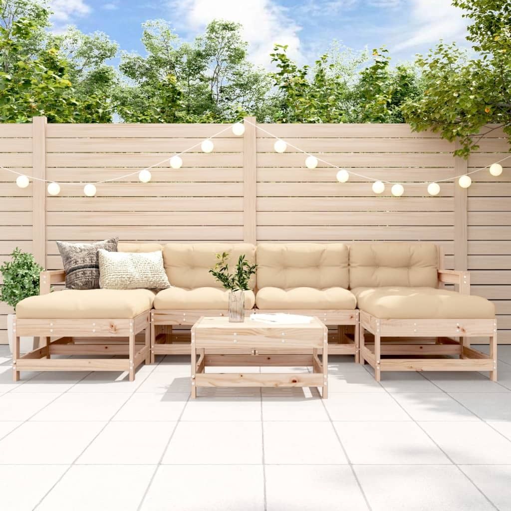 Möbel 7-tlg. Garten-Lounge-Set Massivholz Kiefer - Balkonmöbel 3186375