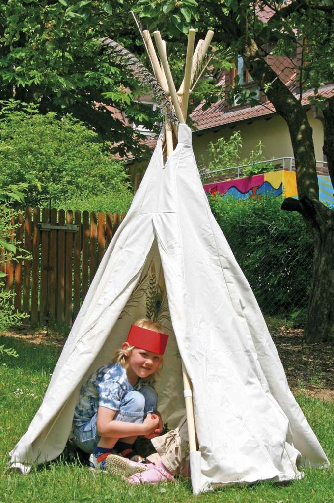 EDUPLAY 110-069 Tipi Zelt, Spielzelt, klein, Ø 140cm, Höhe ca. 165 cm, natur