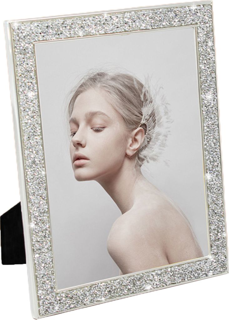 5/6/7 Zoll Bilderrahmen, glänzender Strassrand, galvanisierter Edelstahl, stehend, rutschfest, länglich, glitzernd, Wandmontage, Tischdisplay, B...