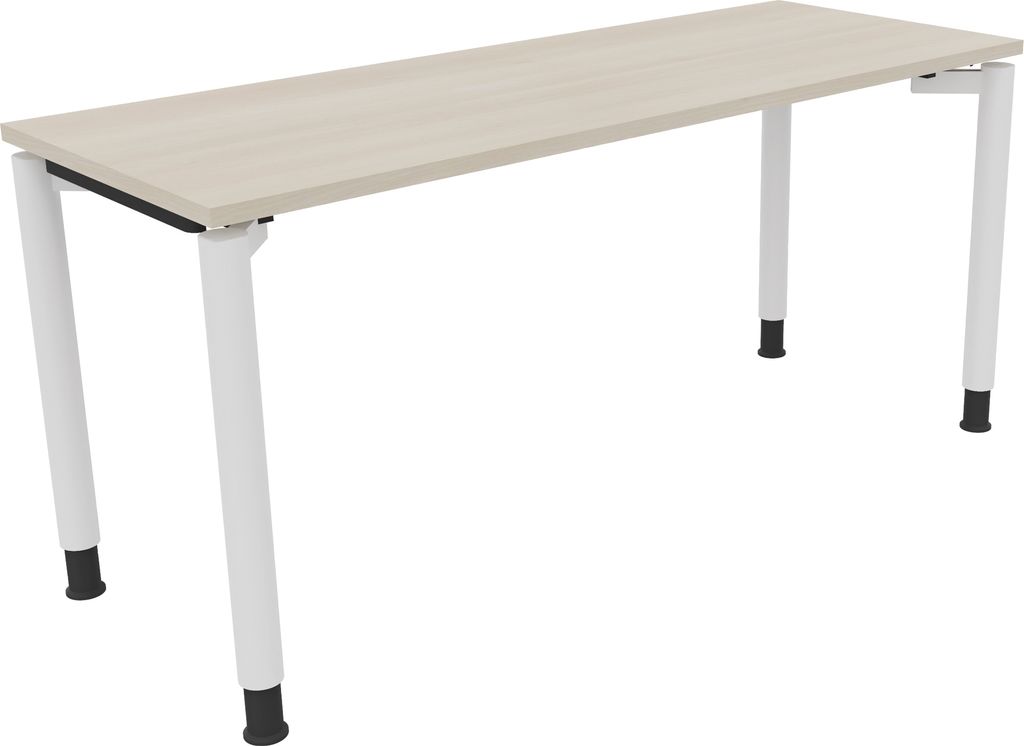 Schreibtisch Vierfuß Rundrohr B1600xT600xH680-820 ws/Akazie hell