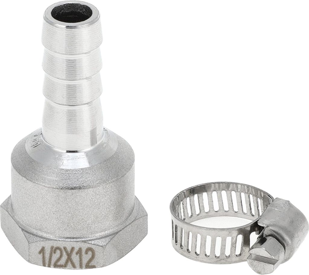 304 Edelstahl Schlauchstutzen 15/32" OD 1/2" BSPT Weibliches Gewindeverbinder für Luft Wasser Öl Gas Kraftstoff 1 Satz Silberton