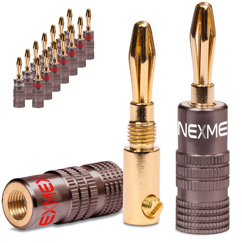 Bananenstecker 4mm vergoldet 16x Stecker NEXMEX Steckverbinder Lautsprecherkabel