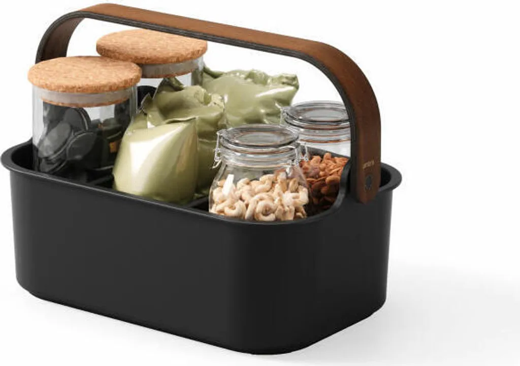 Umbra Organizer Bellwood, mit entnehmbaren Trennwänden, ABS, Holz, Schwarz, Walnuss, 29 x 17 x 20 cm, 1019941-048