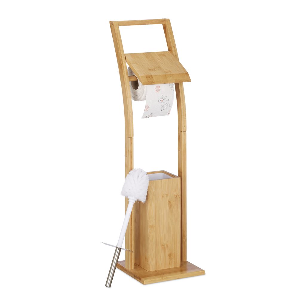 Ensemble de salle de bains Relaxdays, bambou, acier Image du produit 