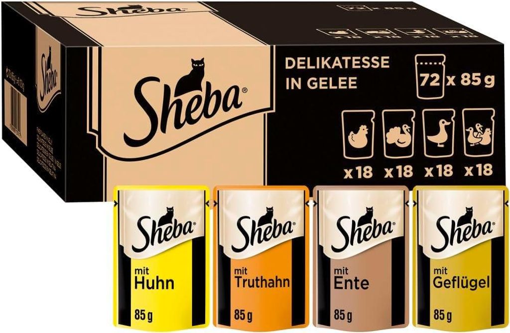 SHEBA Portionsbeutel Geflügel Auswahl 72 x 85g
