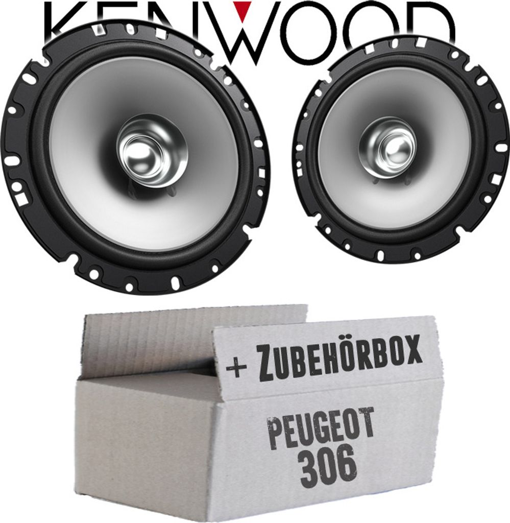 Lautsprecher Boxen Kenwood KFC-S1756 - 16,5cm Koax Auto Einbauzubehör - Einbauset passend für Peugeot 306 Front - justSOUND