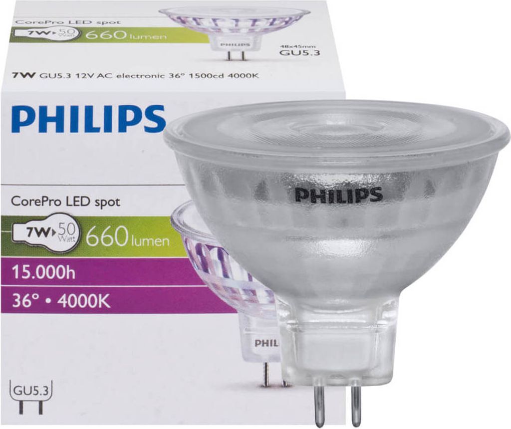 Philips CorePro LEDspot MR16 840 36° LED Strahler GU5.3 7W Produktbild 