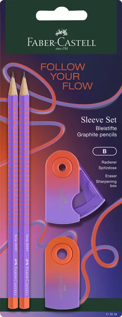 Set de 4 Crayons à Papier Ergonomiques Flow Edition Grip B Qualité Sup