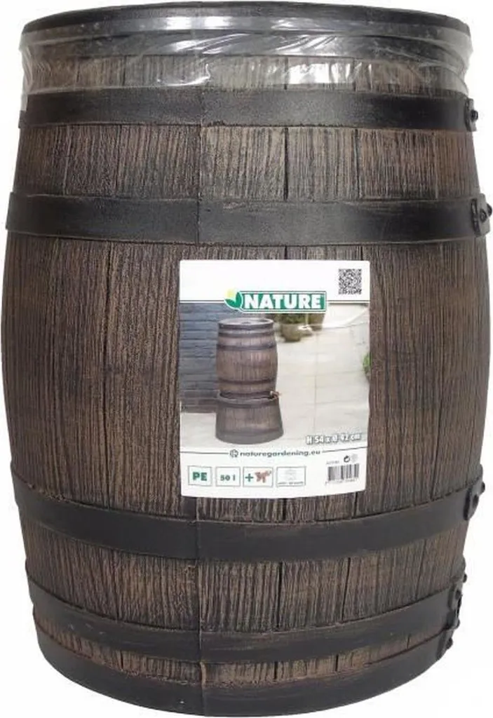 Réserve d'eau de pluie décorative 50L aspect bois pour balcon et terrasse