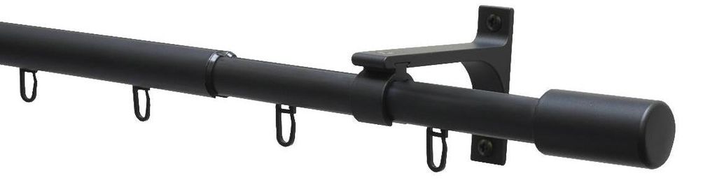 Gardinenstangen Komplettset Innenlauf Thasos schwarz 190-360 cm Ø 19/22 mm