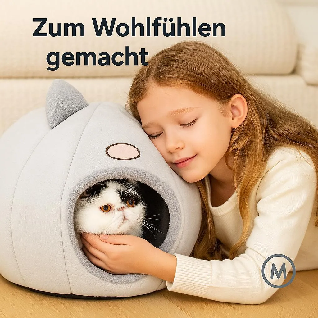 Lit auto-chauffant pour chat et chiot - Cave à câlins thermique douce