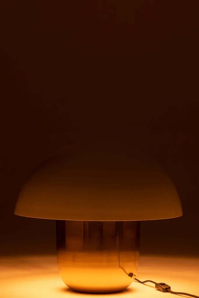 Lampe de Table Champignon Blanche et Or pour Salon ou Bureau Large