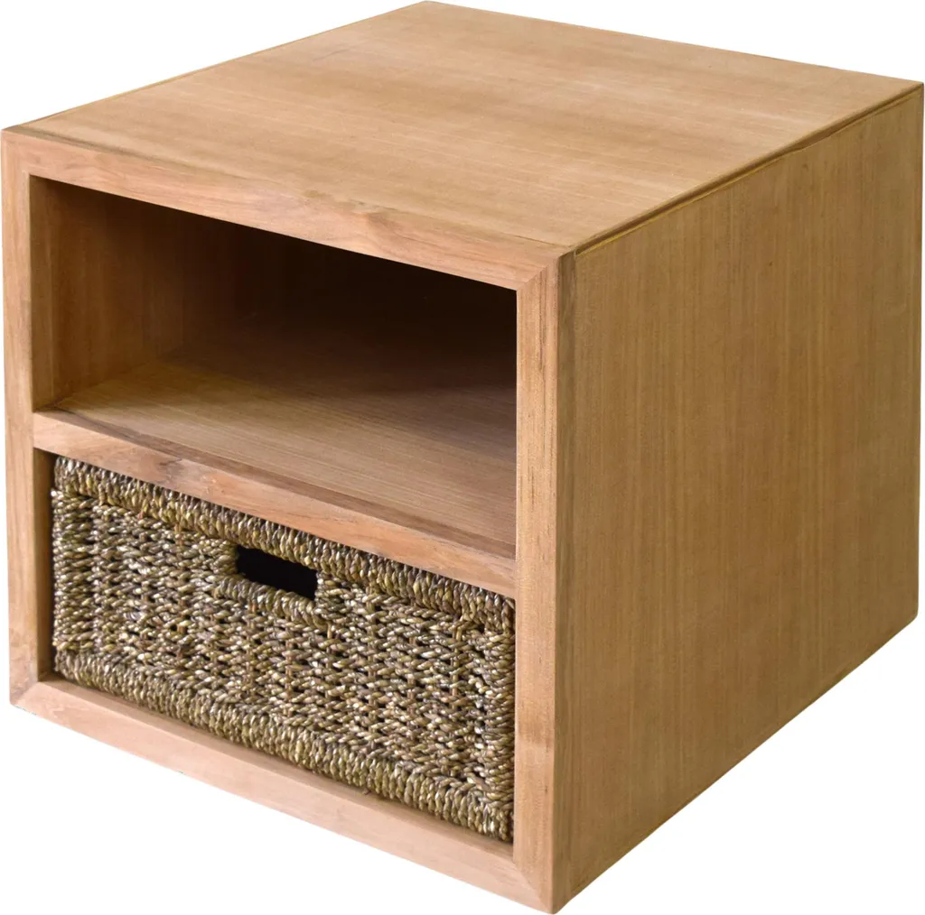Table d'appoint Vallda en teck Teako Design avec panier 50x50x50 cm