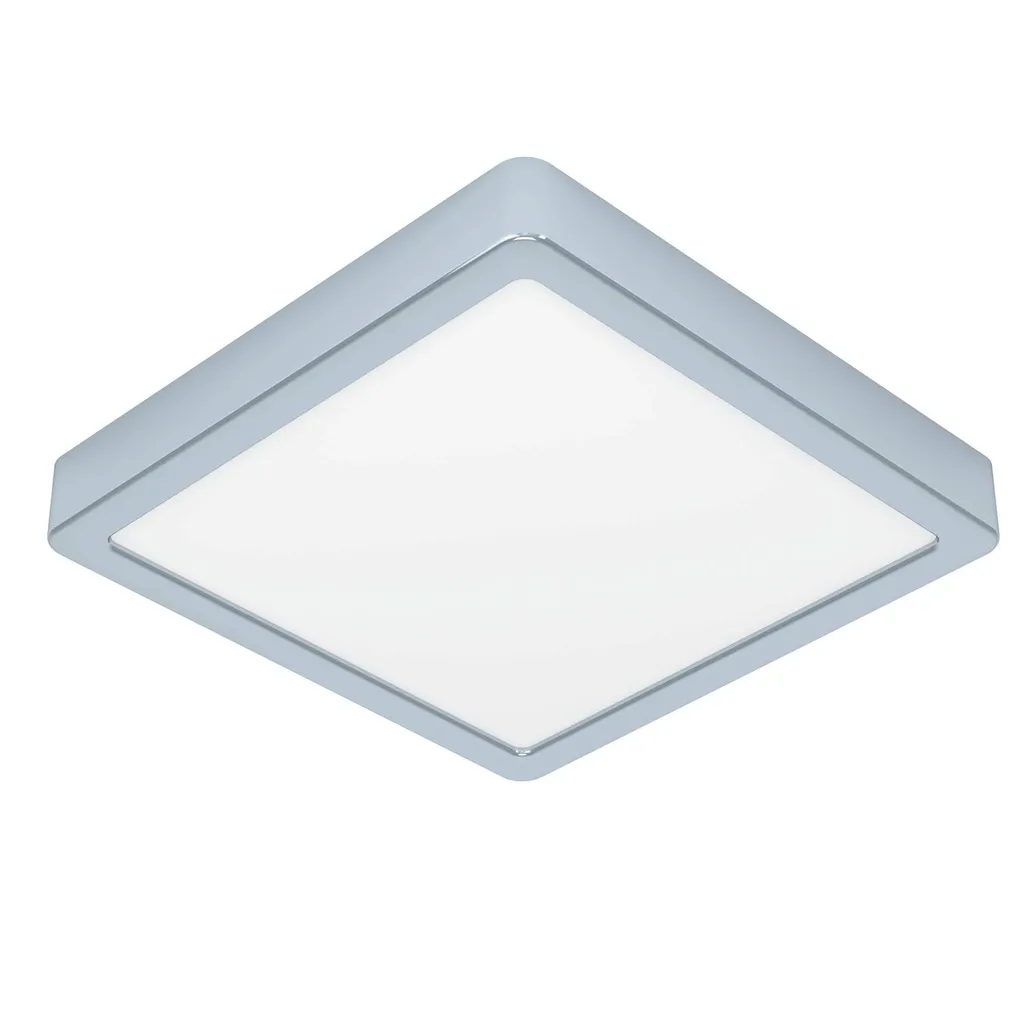 Luminaire Plafonnier Carré Extra-Plat FUEVA 5 Chrome 17W 210mm IP44 Eglo