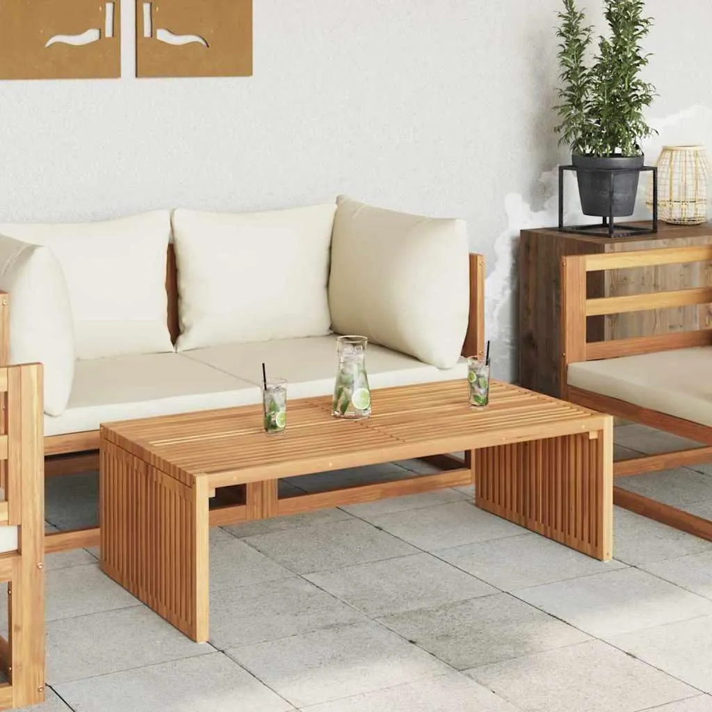 Table jardin teck massif marron 110cm : solidité face aux intempéries