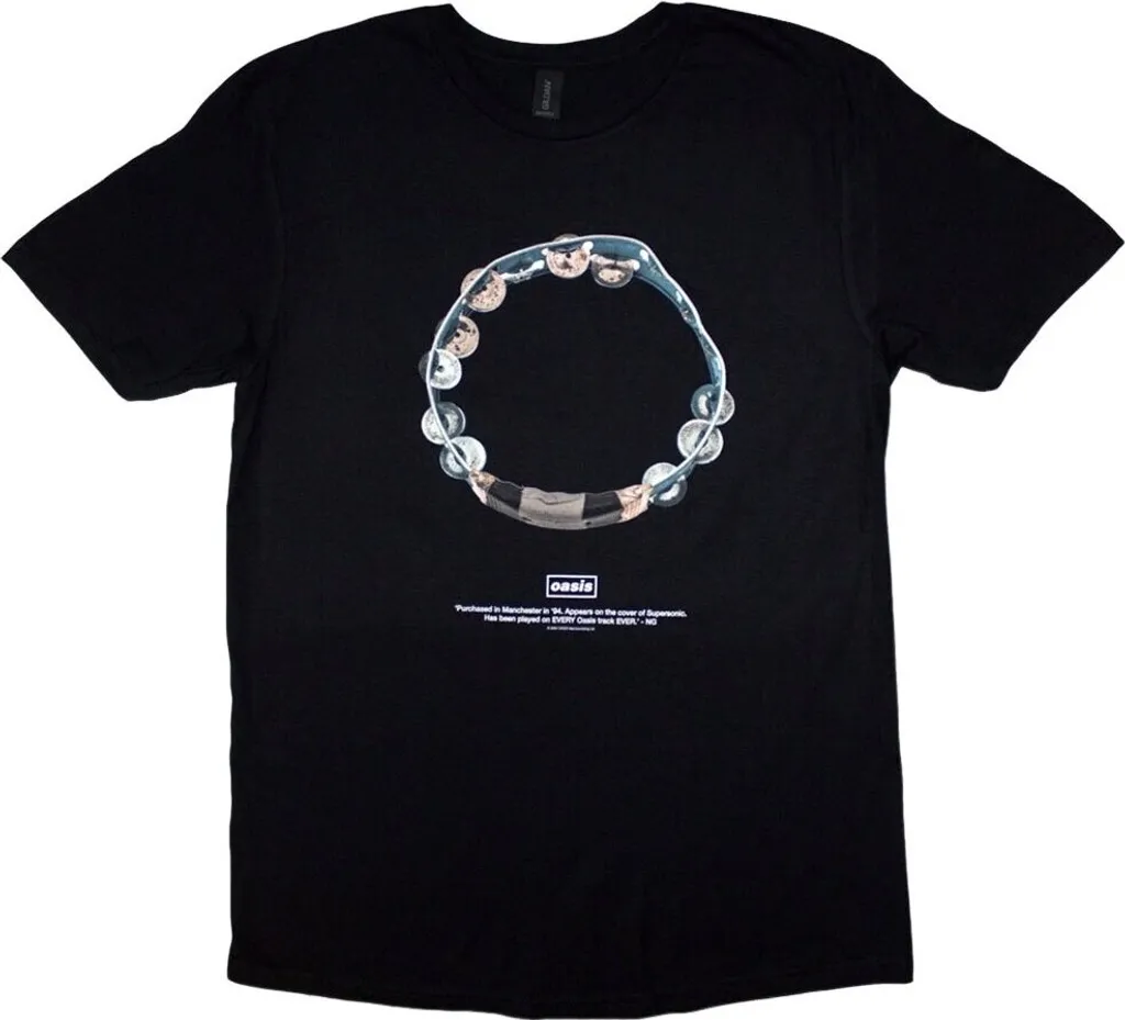 Look Rock avec le T-shirt Oasis Tambourine Noir Taille M Definitely Maybe