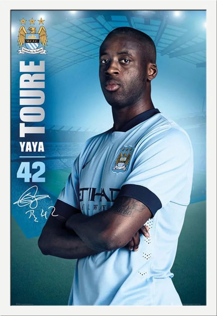 Décoration Murale Football : Poster Manchester City avec cadre 61x91,5 cm