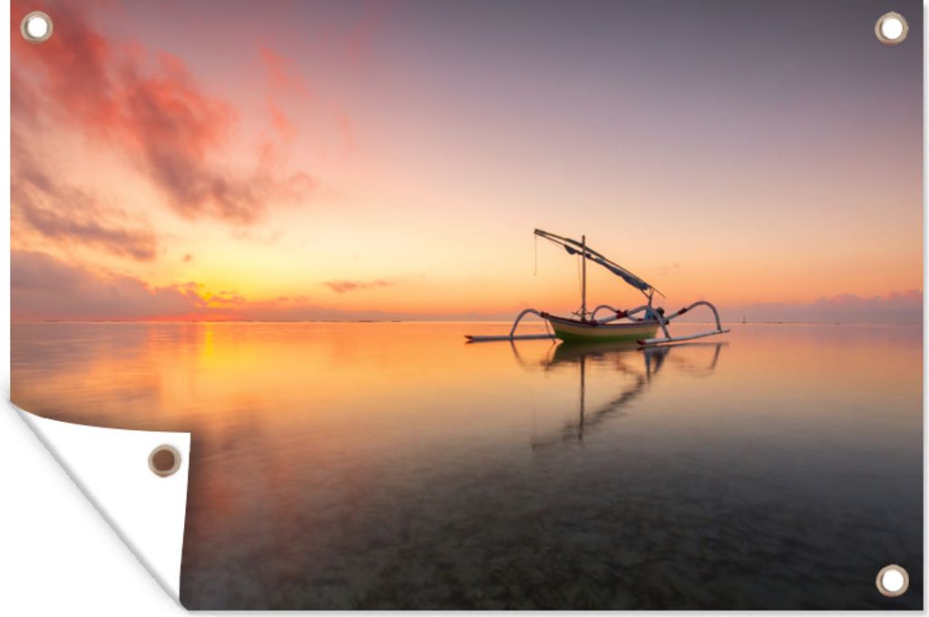 MuchoWow 120x80 cm Outdoor-Poster Gartendeko Sichtschutz Garten Poster für den Garten Bild eines Sonnenuntergangs auf Bali