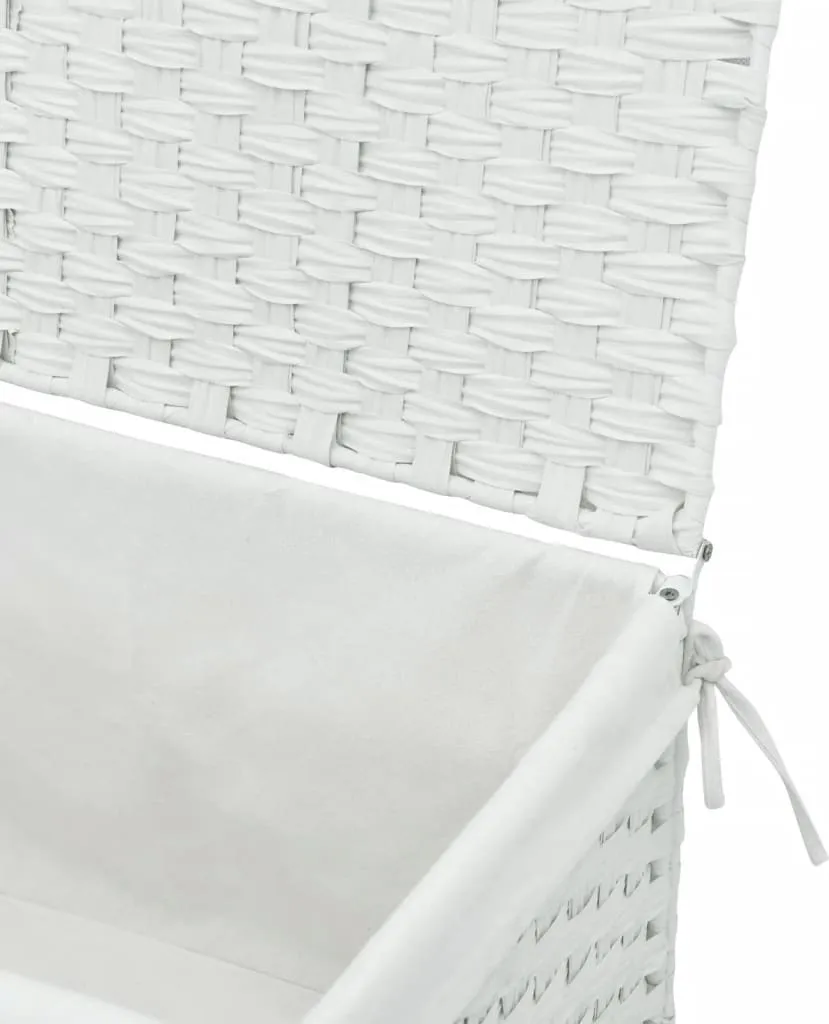 Panier à linge compact pour petite salle de bain blanc en poly rotin - 10