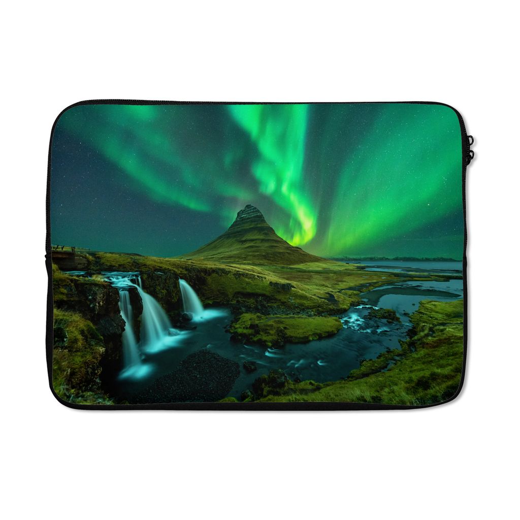 MuchoWow Laptop Hülle 13 Zoll Aurora Borealis über Island Laptoptasche - Laptophülle - Sleeve - Rundumschutz