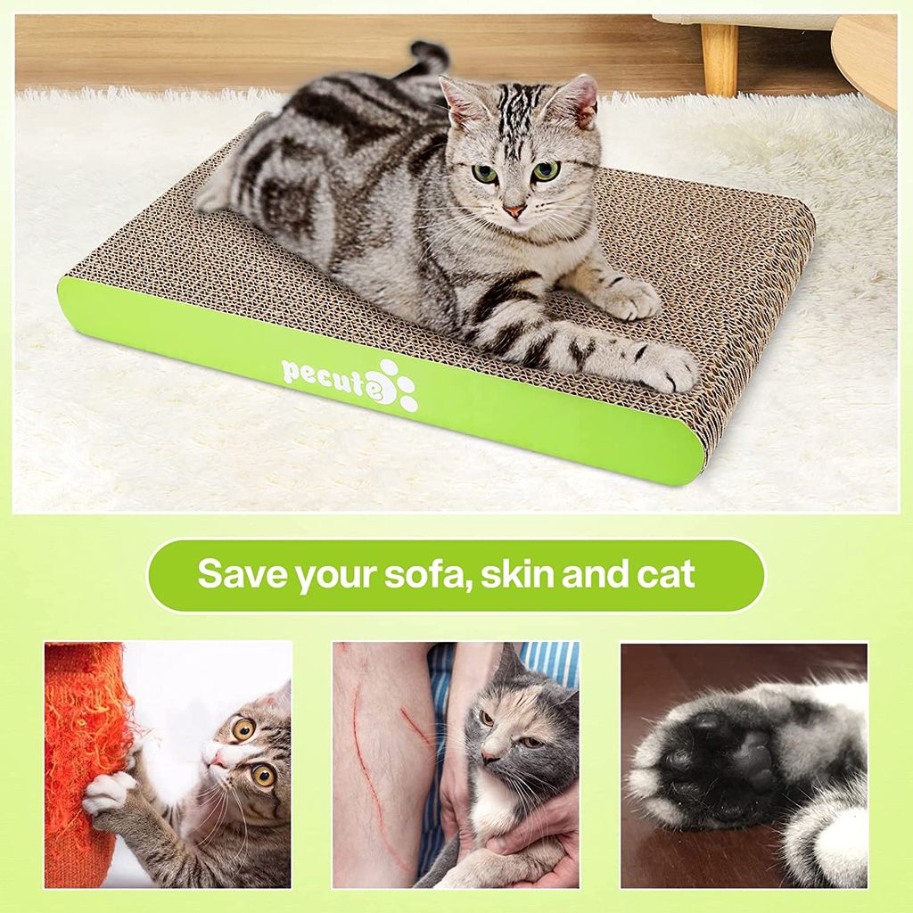 2 Katzenkratzbretter Aus Wellpappe - 45x22,5x3 Cm, Mit Katzenminze, Für Wand/Ecke, Flach & Gewellt
