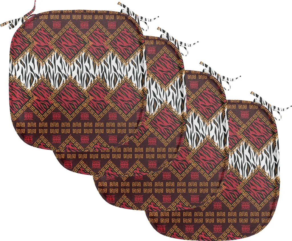 Galette de Chaise Carrée 40x40 cm Imperméable Motif Safari Lot de 4