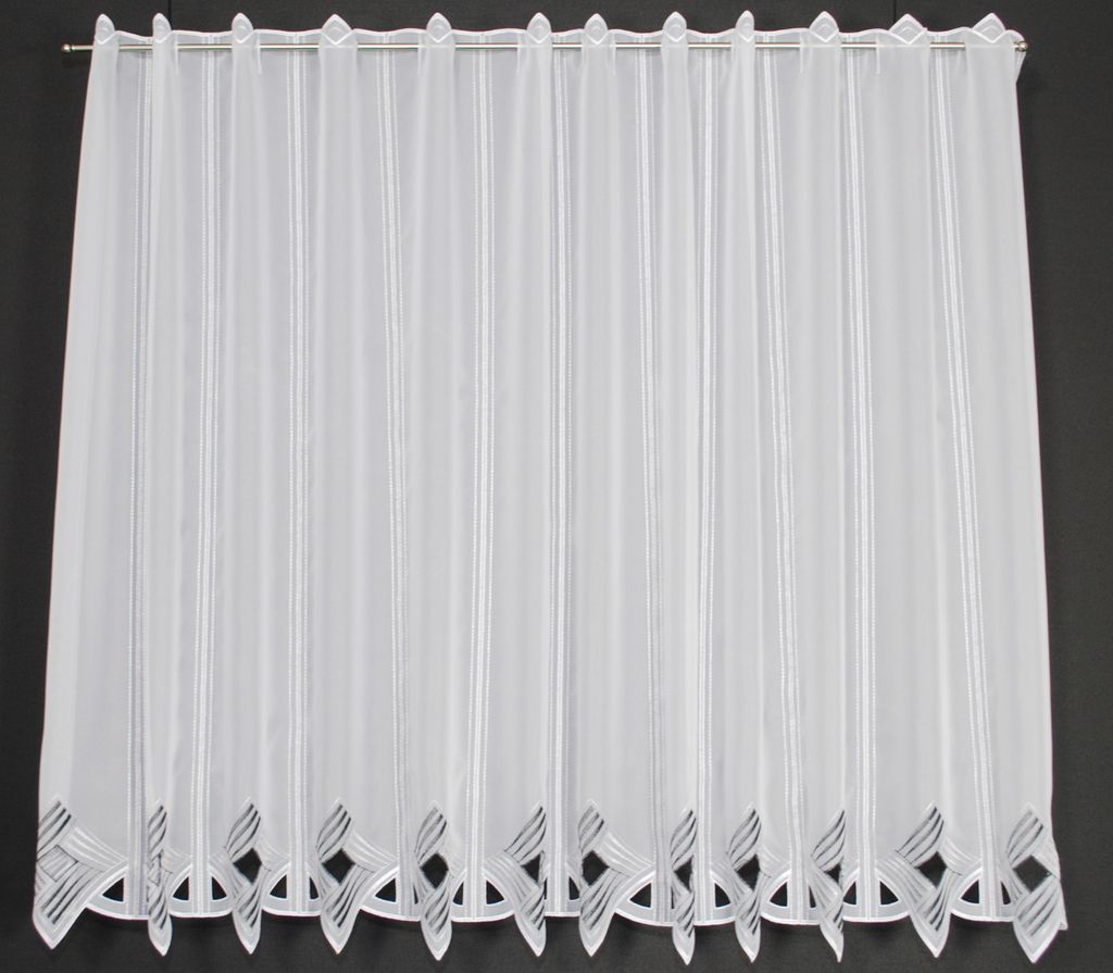 Gardinen Kranzusch Scheibengardine moderne Lochstickerei 90x48 cm H/B grau/anthrazit Bistrogardine Vorhang Küche 1er Pack