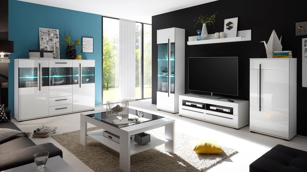 Highboard "Design-D" in weiß Hochglanz Kommode mit Produktbild 8