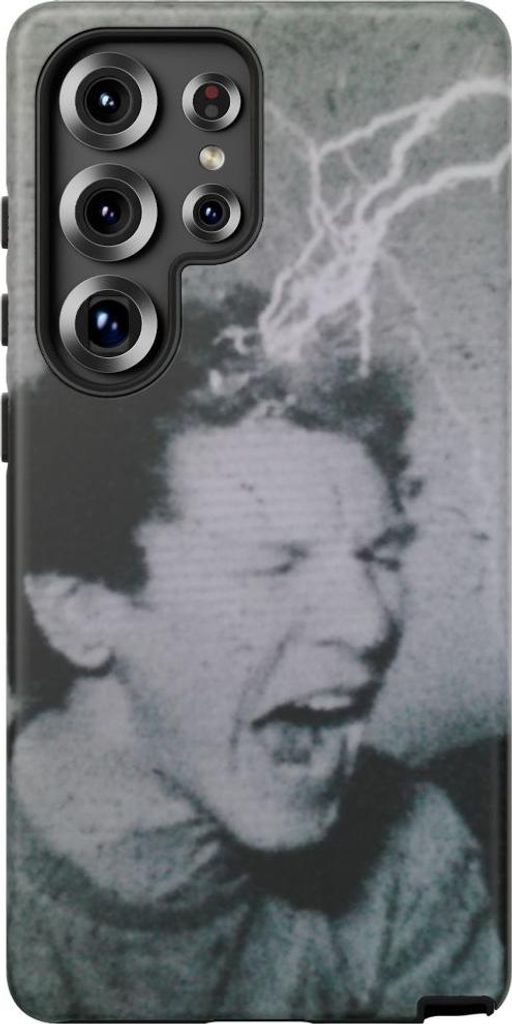 Ausdrucksstarkes Schwarz-Weiß-Porträt mit Blitzeffekt – Hülle Kompatibel mit Samsung Galaxy S25 Ultra