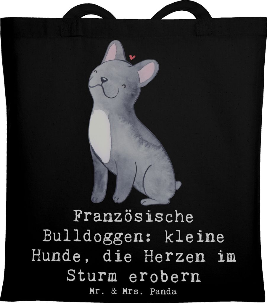 Mr. & Mrs. Panda Jutebeutel Französische Bulldogge - Schwarz - Geschenk, festival tasche, Begleiter, Merkmale, Tote Bag, Charakter, Hundeliebhaber...