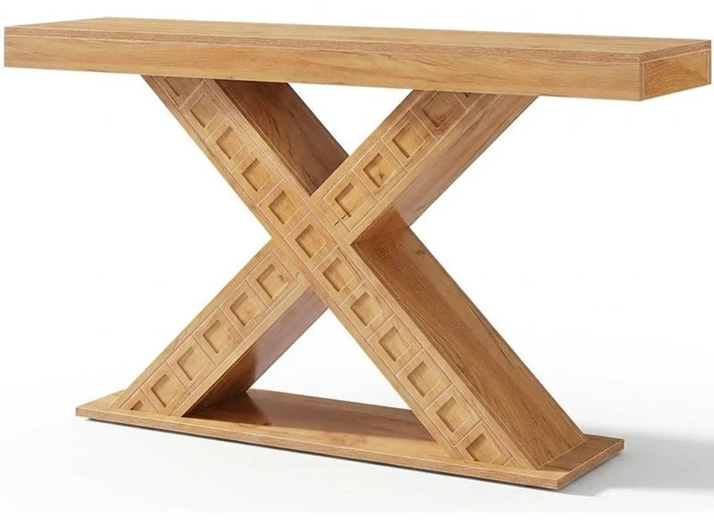 Table d'appoint longue 145cm style rustique et cadre métal stable