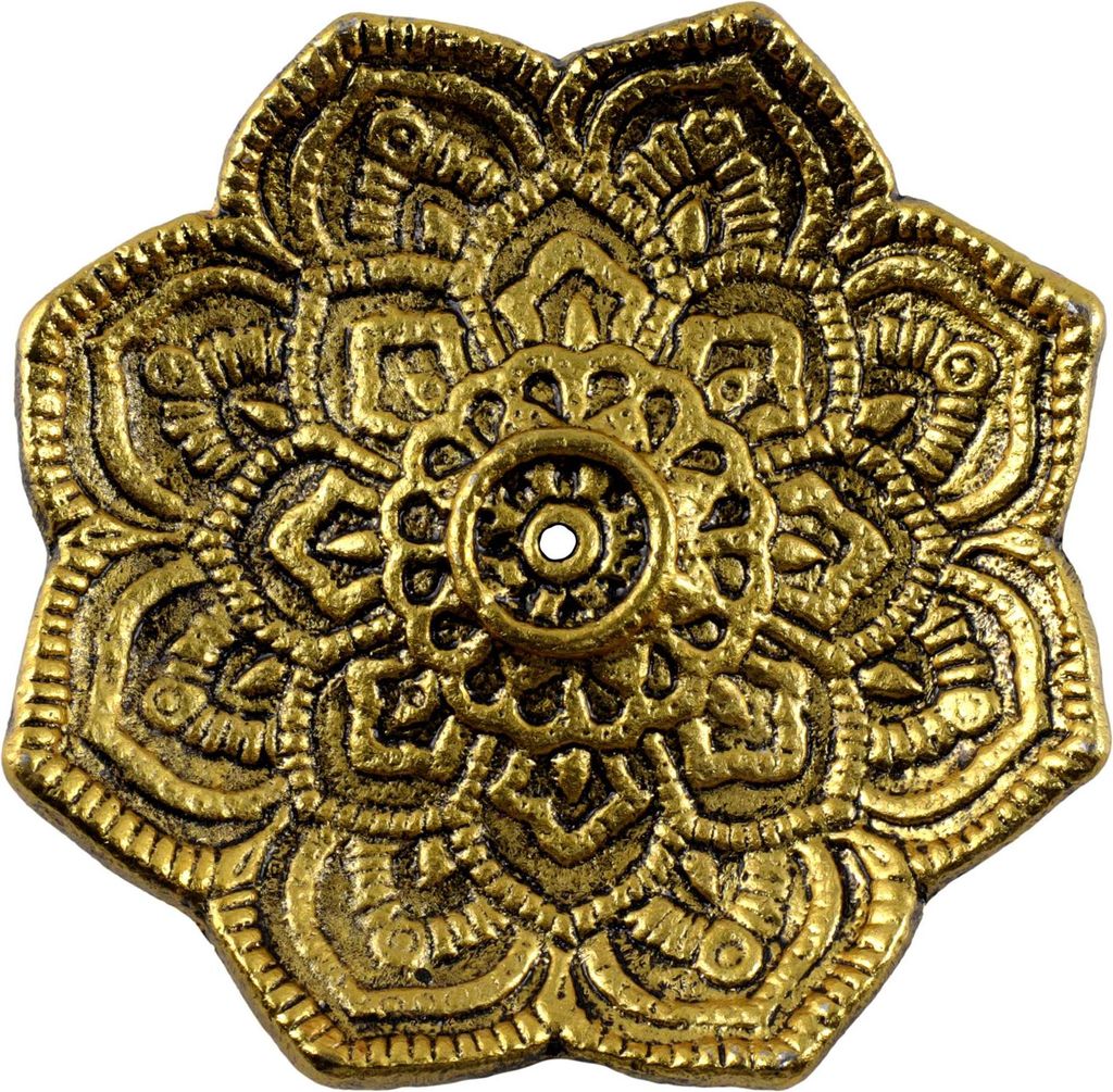 Räucherstäbchenhalter Blume Metall gold Räucherkegelhalter Produktbild 