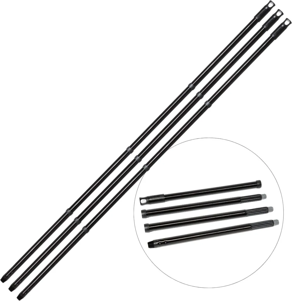 Novaliv 3 Pezzi Manico Scopa Premium 137cm - Design Metallo Nero
