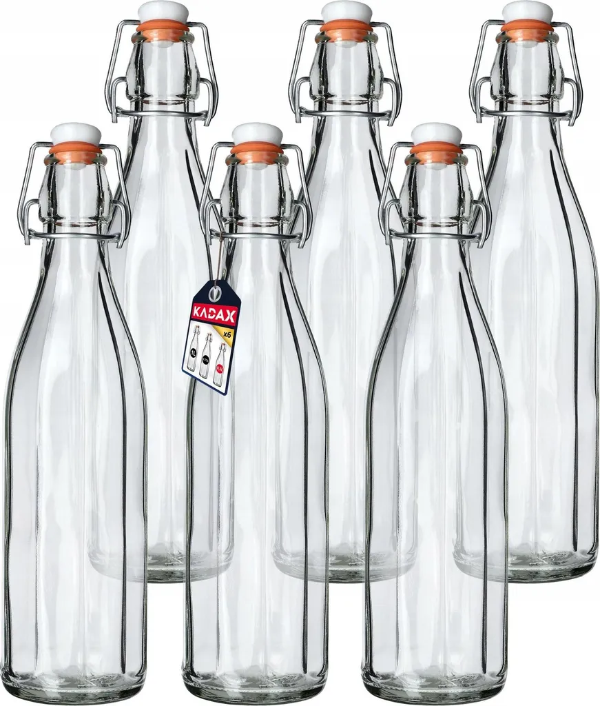 Bottiglia di vetro - Bottiglia per tinture/succhi - 500 ml - Con tappo in sughero - Set da 6 - Riutilizzabile