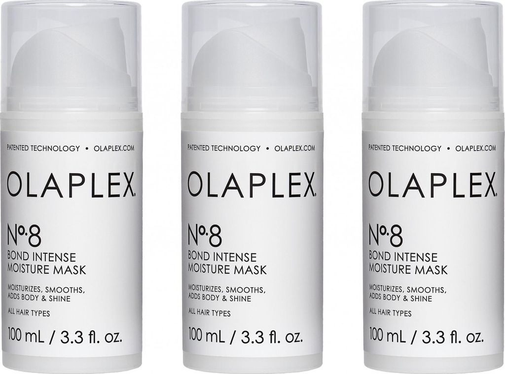 3 Stück Olaplex No.8 Bond Intense Feuchtigkeitsmaske 100 ml - intensive Feuchtigkeit, repariert geschädigtes Haar, für geschmeidigen Glanz