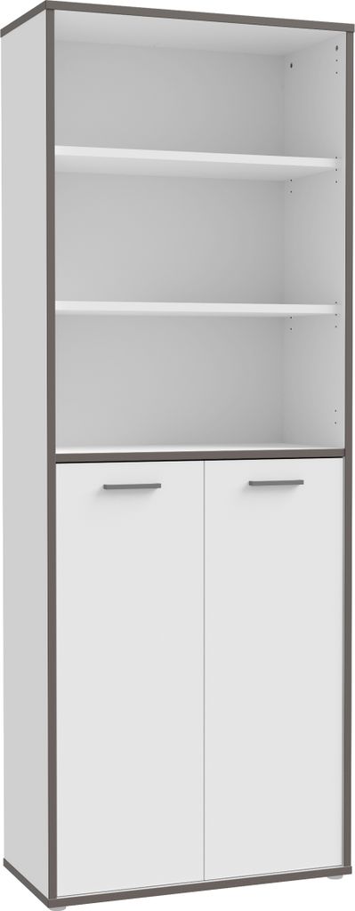 Furniture24 Regalschrank Weiß/Grau Keflavik Kflr821-J53 Hochschrank Regal Forte