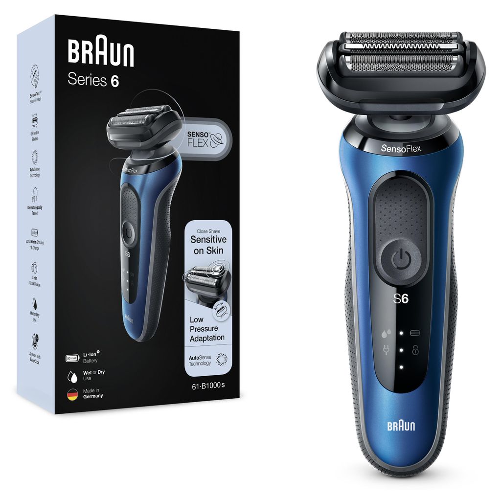 Braun Series 6 61-B1000s Rasoir à grille Noir, Bleu Image du produit 